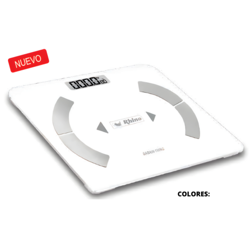 Báscula Corporal y de Hogar 180Kg App incluida con Indicadores de Peso Corporal Marca Rhino (BABAIN-180BL)