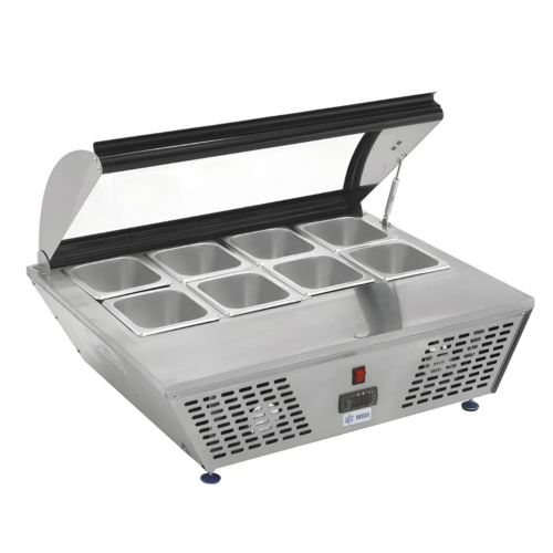 Base Refrigerada De 8 Insertos De Sobre Mesa Con Tapa Marca Migsa (RTW-67L)
